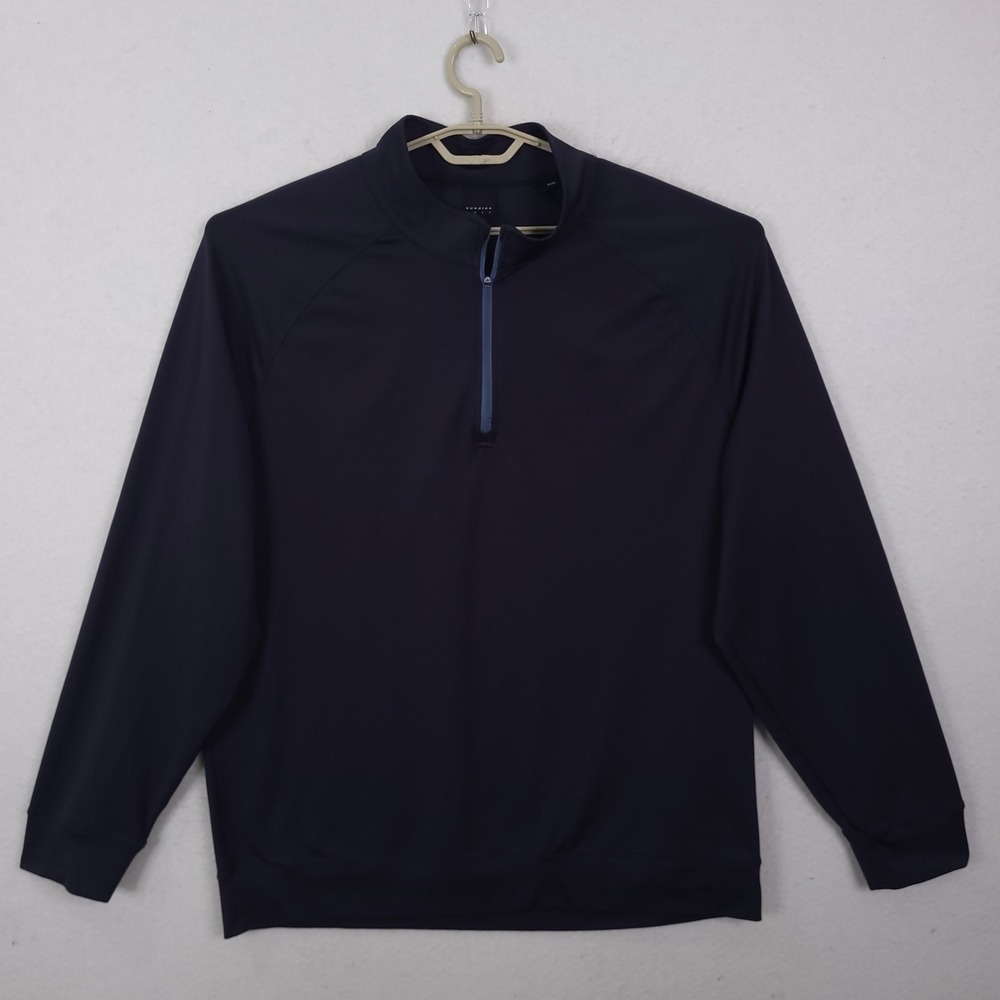Dunning Golf Quarter Zip Pullover Mens XXL Navy Blue Ribbed Performance Layer